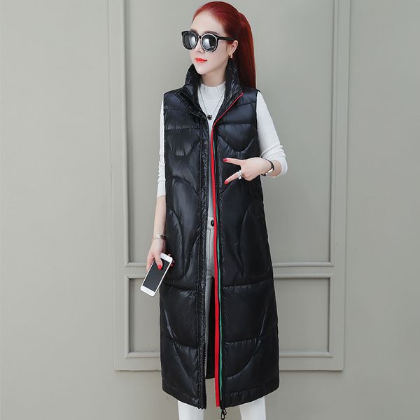 women cotton vest 2019 new winter fashion solid patchwork stand collar sleeveless zipper pockets thick loose long outerwear, Black;white
women cotton vest 2019 new winter fashion solid patchwork stand collar sleeveless zipper pockets thick loose long outerwear, Black;white