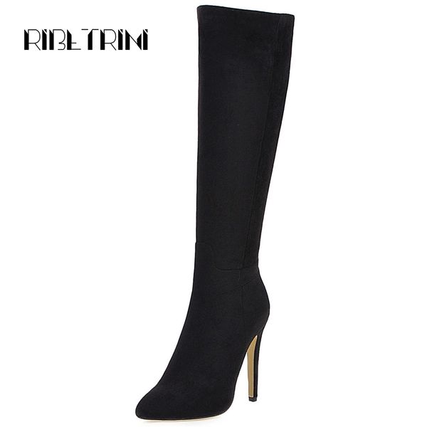 ribetrini women knee high boots pointed toe thin high heeled shoes woman faux suede autumn party club boots plus size 33-46, Black
ribetrini women knee high boots pointed toe thin high heeled shoes woman faux suede autumn party club boots plus size 33-46, Black