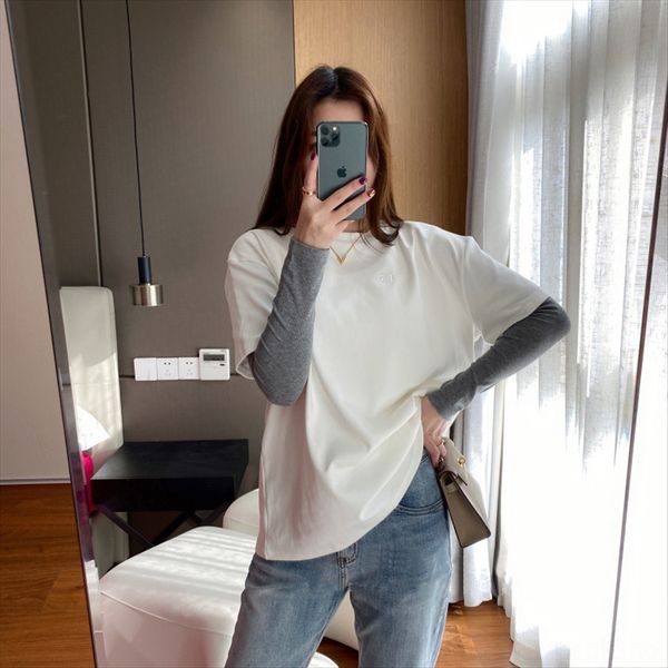 mei t-shirt nationality guo minority design jin kou embroidery thread straight and soft fashionable overlaid fake two-piece t-shirt, White
mei t-shirt nationality guo minority design jin kou embroidery thread straight and soft fashionable overlaid fake two-piece t-shirt, White