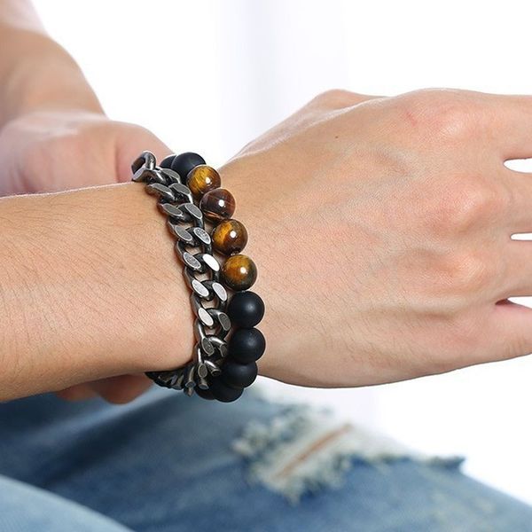 classic stainless steel curban chain bracelet 2pcs set double link husbands male jewelry, Black
classic stainless steel curban chain bracelet 2pcs set double link husbands male jewelry, Black