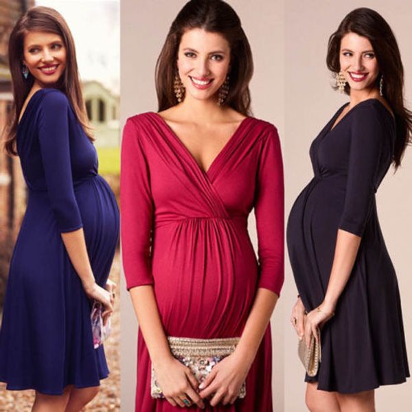 womens maternity elegant dressthree quarter sleeve knit maternity dresses breastfeeding pregnant mother fashion stretch dress, White
womens maternity elegant dressthree quarter sleeve knit maternity dresses breastfeeding pregnant mother fashion stretch dress, White
