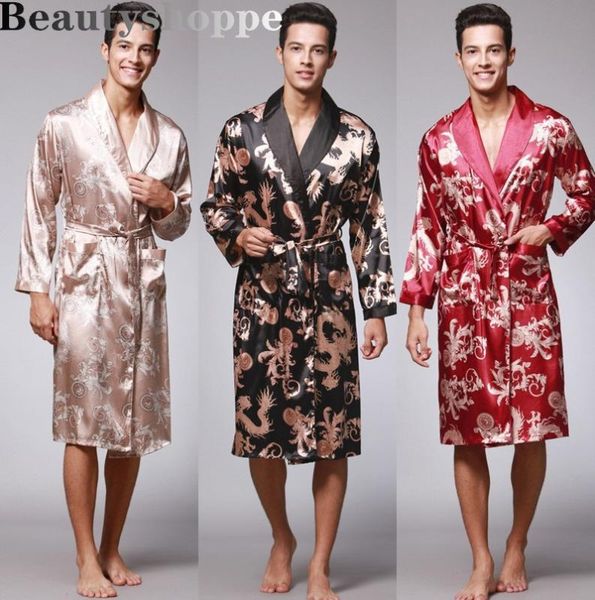 men's sleepwear spring autumn bathrobes printed male pajamas full sleeves nightwear satin silk robe pyjama belt men, Black;brown
men's sleepwear spring autumn bathrobes printed male pajamas full sleeves nightwear satin silk robe pyjama belt men, Black;brown