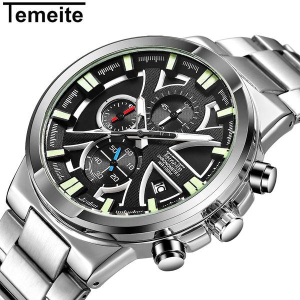 temeite brand men watches quartz watches chronograph 3 sub-dial date oversize fashion calendar wrist, Slivery;brown
temeite brand men watches quartz watches chronograph 3 sub-dial date oversize fashion calendar wrist, Slivery;brown