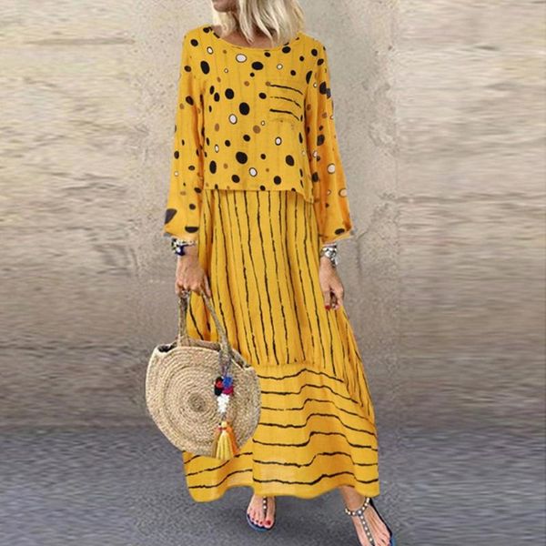 casual dresses 2021 fashion women dress vestidos long sleeve polka dot print large hem fake two piece loose maxi summer sundress, Black;gray
casual dresses 2021 fashion women dress vestidos long sleeve polka dot print large hem fake two piece loose maxi summer sundress, Black;gray