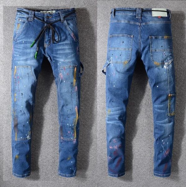 2020 mens distressed ripped biker jeans slim fit motorcycle biker denim for men fashion designer hip hop mens pants 28-40 13, Blue
2020 mens distressed ripped biker jeans slim fit motorcycle biker denim for men fashion designer hip hop mens pants 28-40 13, Blue