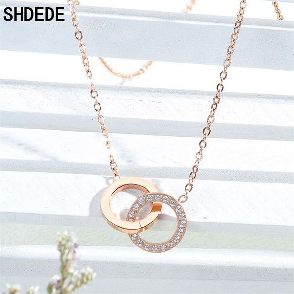 shdede stainless steel double round cz crystal pendant necklace ladies jewelry gift accessories +o1557, Silver
shdede stainless steel double round cz crystal pendant necklace ladies jewelry gift accessories +o1557, Silver