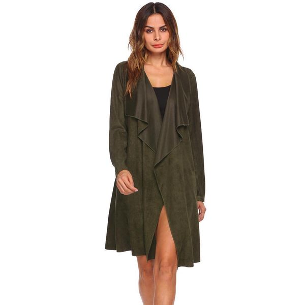 women fashion faux suede long sleeve lapel outwear cardigan trench coat height 176cm bust 86cm waist 61cm hip 93cm belt, Tan;black
women fashion faux suede long sleeve lapel outwear cardigan trench coat height 176cm bust 86cm waist 61cm hip 93cm belt, Tan;black
