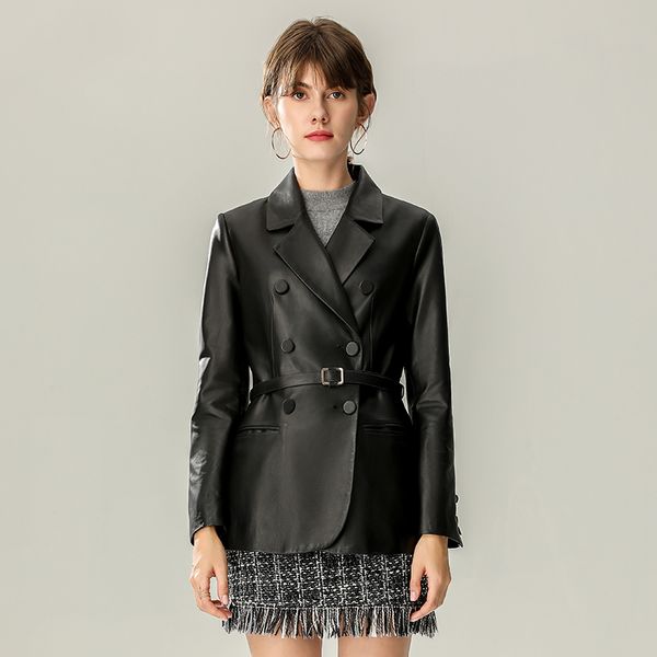 sheepskin jacket women autumn winter genuine leather coat female soft leather good quality classic elegant with belt npi 81113c, Black
sheepskin jacket women autumn winter genuine leather coat female soft leather good quality classic elegant with belt npi 81113c, Black