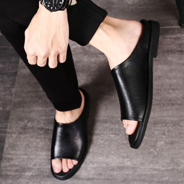 classics fashion outside men's slippers pu rubber summer slides flat with casual men shoes, Black
classics fashion outside men's slippers pu rubber summer slides flat with casual men shoes, Black