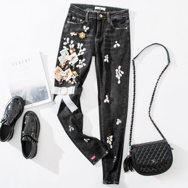 plus size high waist jeans woman crytal designs stretch denim pencil pants luxury beading diamond rhinestone black jeans j038, Blue
plus size high waist jeans woman crytal designs stretch denim pencil pants luxury beading diamond rhinestone black jeans j038, Blue