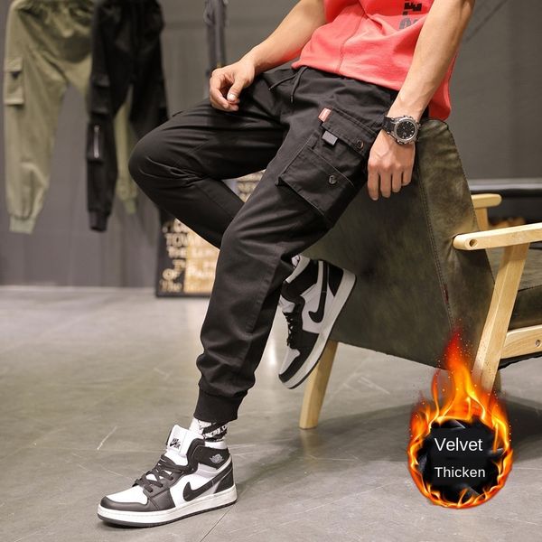 mens designer season plus velvet thickened large size korean overalls fashion multi-pocket youth students' casual pants, Black
mens designer season plus velvet thickened large size korean overalls fashion multi-pocket youth students' casual pants, Black