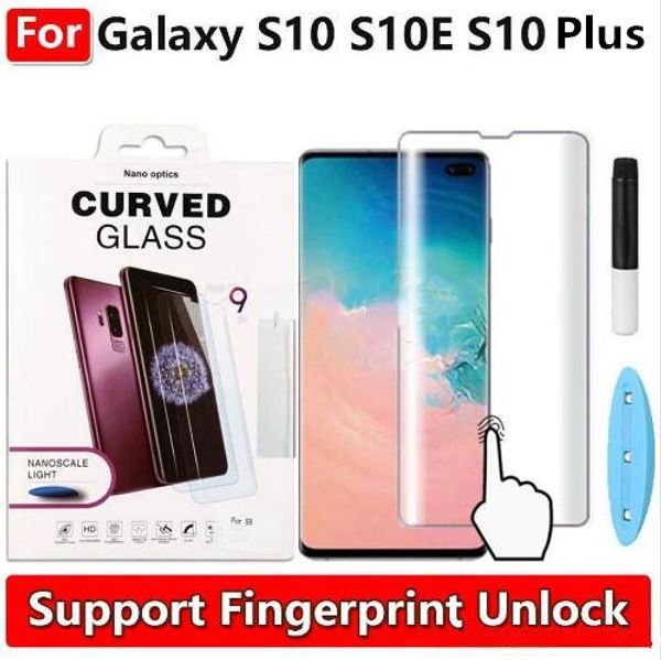 3D Curved Full Glue Adhesive UV Liquid Tempered Glass For Samsung S10 S10e Plus Fingerprint Unlock S9 S8 Note 9 Screen Protector with Light
3D Curved Full Glue Adhesive UV Liquid Tempered Glass For Samsung S10 S10e Plus Fingerprint Unlock S9 S8 Note 9 Screen Protector with Light