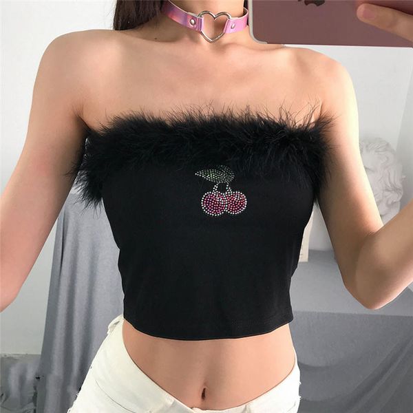 women's tanks & camis women summer tube cherry print sleeveless crop ladies casual tank top, White
women's tanks & camis women summer tube cherry print sleeveless crop ladies casual tank top, White
