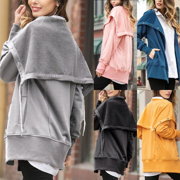 women coat 2019 fashion autumn and winter womens casual coats solid color button warm coats and jackets loose hooded jackets, Black;brown
women coat 2019 fashion autumn and winter womens casual coats solid color button warm coats and jackets loose hooded jackets, Black;brown