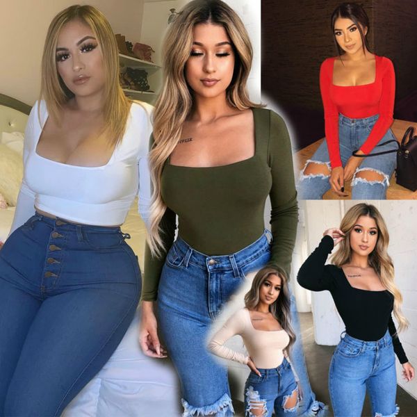 women's square neckline stretch slim bottom joker long sleeve square collar fashion casual women's t-shirt top, White;black
women's square neckline stretch slim bottom joker long sleeve square collar fashion casual women's t-shirt top, White;black