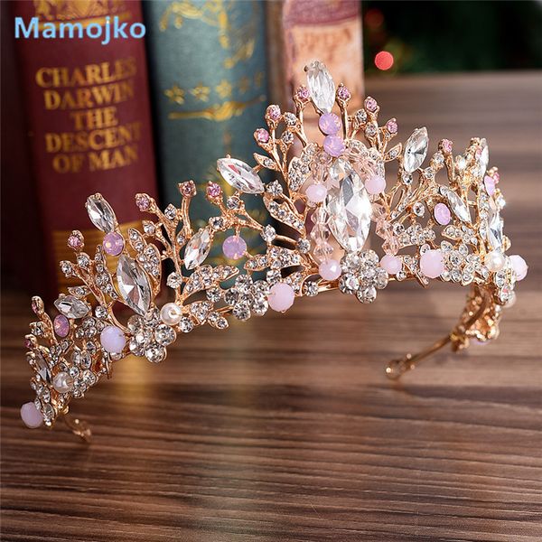 mamojko luxury pink gold silver pearl bridal crowns handmade tiara bride crystal wedding crown diadem dress hair accessories, Golden;white
mamojko luxury pink gold silver pearl bridal crowns handmade tiara bride crystal wedding crown diadem dress hair accessories, Golden;white