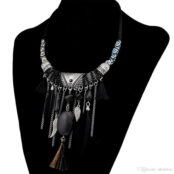 bohemian fashion silver plated leather chain resin beads natrual stone feather tassel necklace jewelry
bohemian fashion silver plated leather chain resin beads natrual stone feather tassel necklace jewelry