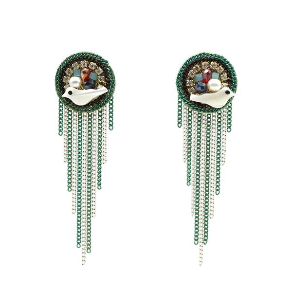 simple rhinestone crystal round geometric tassel earrings for women cute bird metal chain long earrings fashion jewelry, Silver
simple rhinestone crystal round geometric tassel earrings for women cute bird metal chain long earrings fashion jewelry, Silver