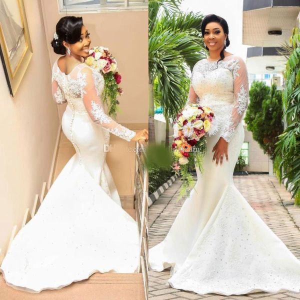 stylish mermaid lace wedding dresses sheer jewel neck beaded long sleeves beach bridal gowns bohemian sweep train plus size vestido de novia, White
stylish mermaid lace wedding dresses sheer jewel neck beaded long sleeves beach bridal gowns bohemian sweep train plus size vestido de novia, White