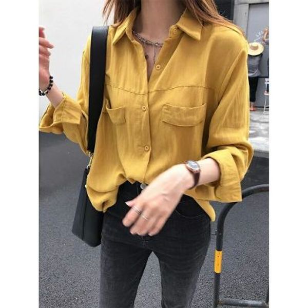new korean temperament long-sleeved shirt fashion women loose chic shirt solid three color shirt sry xsq, White
new korean temperament long-sleeved shirt fashion women loose chic shirt solid three color shirt sry xsq, White