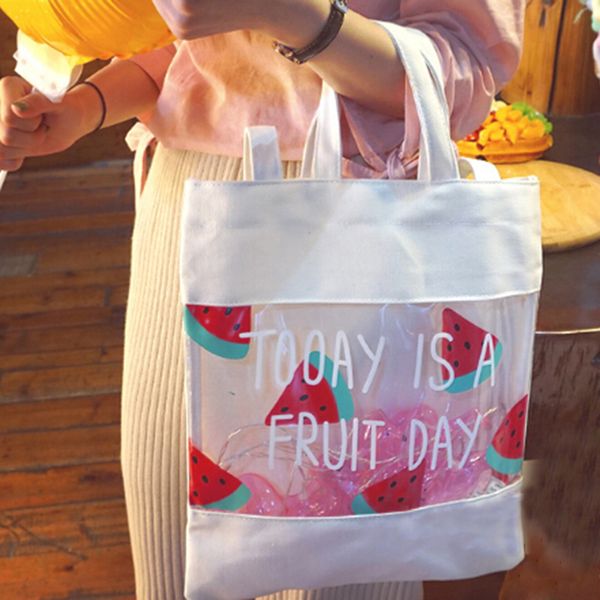 girl's shoulder bag fruit pattern female canvas shopping bag transparent stitching women handbag beach
girl's shoulder bag fruit pattern female canvas shopping bag transparent stitching women handbag beach