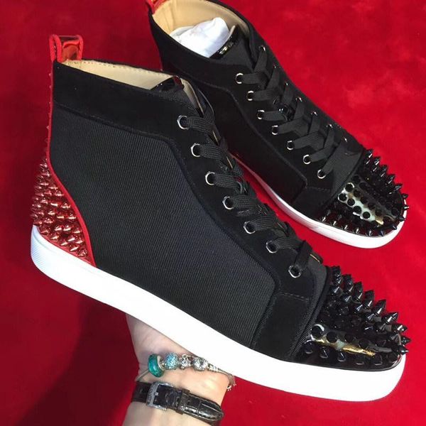 men women red bottom shoes black suede leather with sliver spikes toe back hi-sneakers,designer brand spikes toe casual shoes 35-47
men women red bottom shoes black suede leather with sliver spikes toe back hi-sneakers,designer brand spikes toe casual shoes 35-47