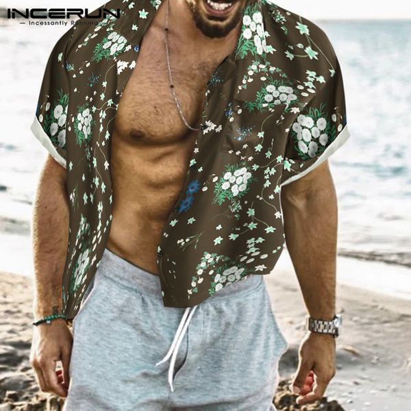 incerun men fashion floral shirts short sleeve lapel shirt casual loose buttons blusas summer hawaiian beach camisa streetwear, White;black
incerun men fashion floral shirts short sleeve lapel shirt casual loose buttons blusas summer hawaiian beach camisa streetwear, White;black