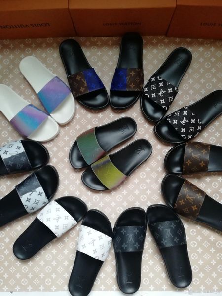 2020 designer sandals women's men's sandals designer slippers brand fashion striped sandals causal slippers slippers, Black