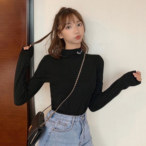 black white fashion women long sleeve sweater print turtleneck pullover casual slim knit sweaters, White;black
black white fashion women long sleeve sweater print turtleneck pullover casual slim knit sweaters, White;black