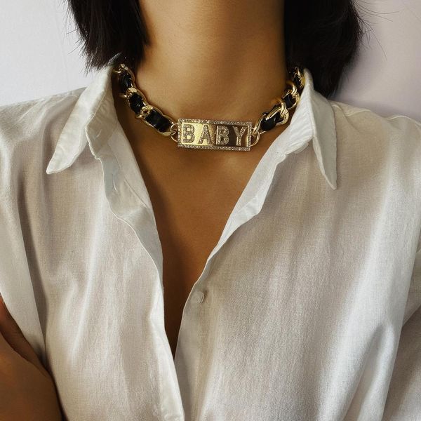 hip hop cuban twisted chain necklace gothic pu leather babe letter chunky choker necklace for women jewelry, Silver
hip hop cuban twisted chain necklace gothic pu leather babe letter chunky choker necklace for women jewelry, Silver