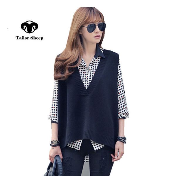 new sweater waistcoat women's fine wool material without sleeves sweater collar fashion waistcoat, Black;white
new sweater waistcoat women's fine wool material without sleeves sweater collar fashion waistcoat, Black;white