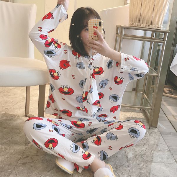 3 women's pajamas set and pants girls sesame street cartoon printing spring and autumn cartoon large size women's pajamas, Black;red
3 women's pajamas set and pants girls sesame street cartoon printing spring and autumn cartoon large size women's pajamas, Black;red