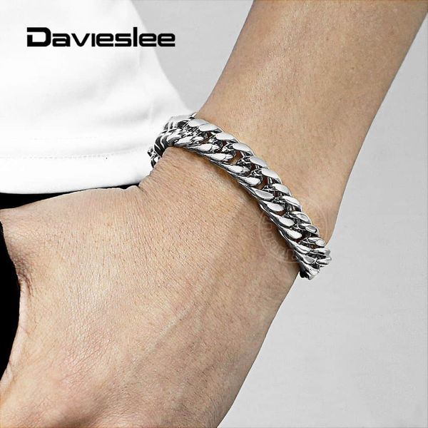 316l stainless steel bracelet for men 10mm wide silver tone cut double curb link rombo mens chain jewelry gift wholesale lhb512, Black
316l stainless steel bracelet for men 10mm wide silver tone cut double curb link rombo mens chain jewelry gift wholesale lhb512, Black