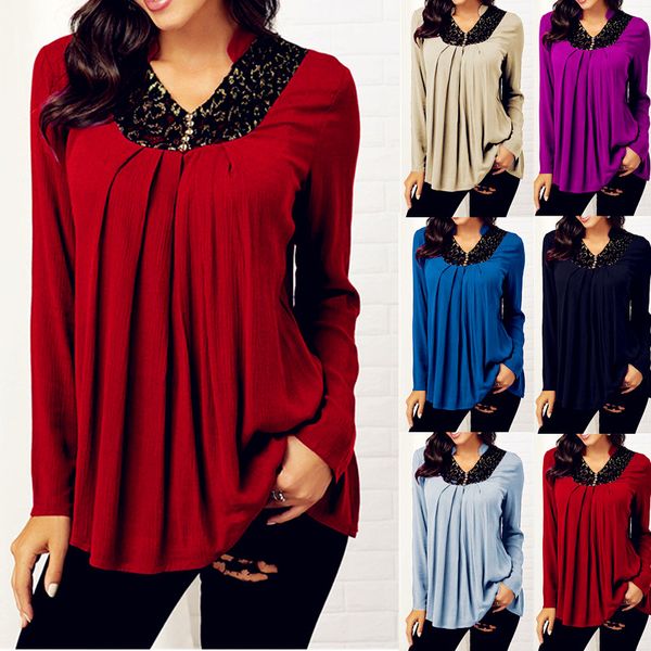 2019 spring women blouses lace beboho ruffles long full sleeve button casual chiffon big large pluse sizes shirts, White
2019 spring women blouses lace beboho ruffles long full sleeve button casual chiffon big large pluse sizes shirts, White
