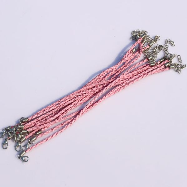 100pcs/lot pink color braided bracelet leather braided bracelet cord jewelry finding with lobster clasp diy jewelry charms, Golden;silver
100pcs/lot pink color braided bracelet leather braided bracelet cord jewelry finding with lobster clasp diy jewelry charms, Golden;silver