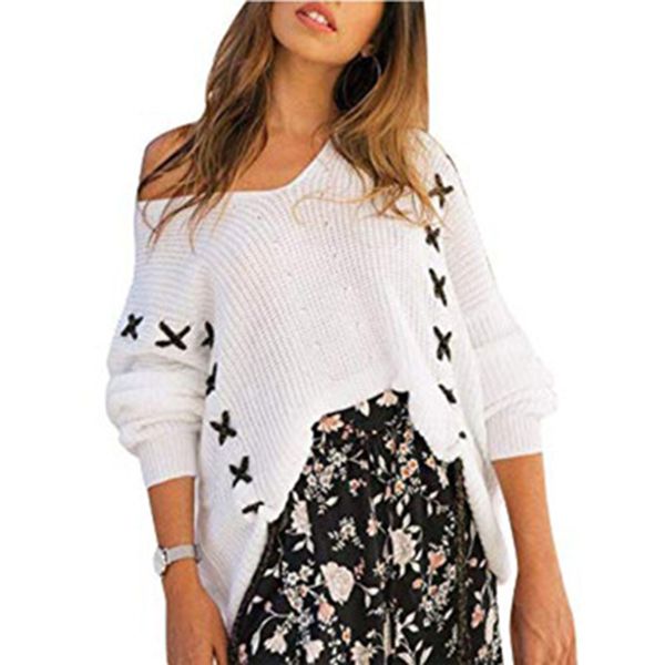 2019 womens off the shoulder sweater rib knitted loose pullover sweater female spring autumn v neck, White;black
2019 womens off the shoulder sweater rib knitted loose pullover sweater female spring autumn v neck, White;black