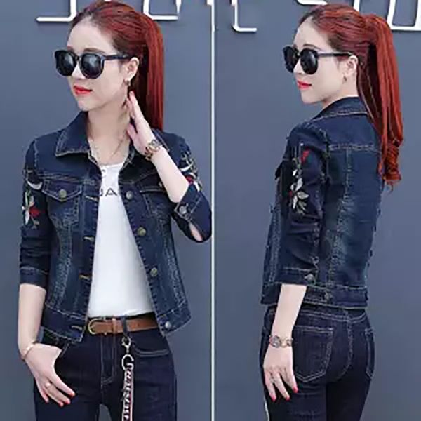 women embroidery jackets and coats elegant button design elastic jean jacket women vintage pocket long sleeve denim coat, Black;brown
women embroidery jackets and coats elegant button design elastic jean jacket women vintage pocket long sleeve denim coat, Black;brown