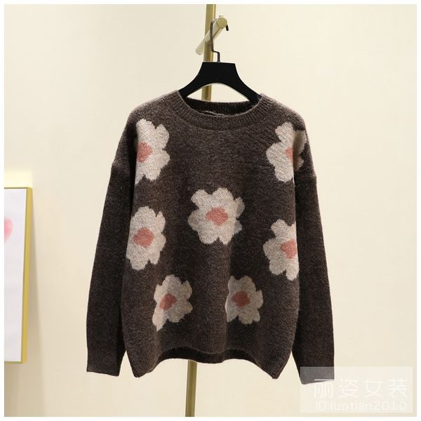 h.sa women new arrivals 2020 floral sweaters and pull jumpers oneck big floral korean knit pull femme sunflower chic sweaters, White;black
h.sa women new arrivals 2020 floral sweaters and pull jumpers oneck big floral korean knit pull femme sunflower chic sweaters, White;black