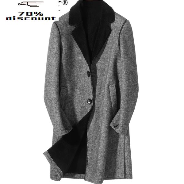 real 200% coat men sheep shearling fur coats autumn winter long woolen jacket plus size abrigo hombre invierno zl904, Black
real 200% coat men sheep shearling fur coats autumn winter long woolen jacket plus size abrigo hombre invierno zl904, Black