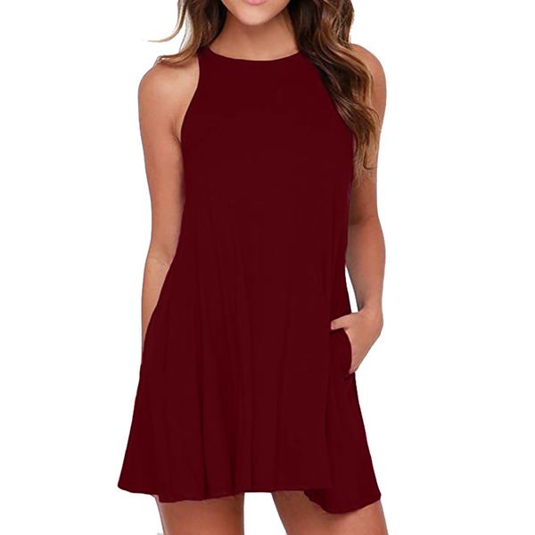 women clothes 2019 women's casual solid o-neck swing simple sleeveless pocket spaghetti t-shirt camis dress vestidos 29, Black;gray
women clothes 2019 women's casual solid o-neck swing simple sleeveless pocket spaghetti t-shirt camis dress vestidos 29, Black;gray