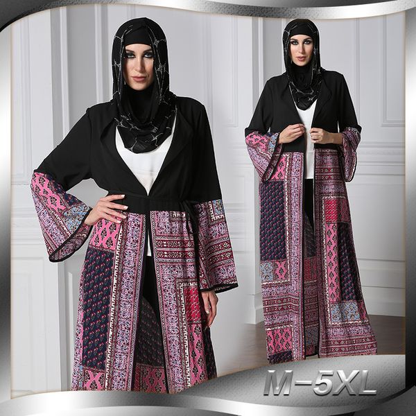 women's muslim arab fashion loose large size vintage stitching long sleeve robe, Red
women's muslim arab fashion loose large size vintage stitching long sleeve robe, Red