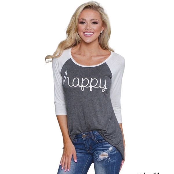 womens designer happy letter print sweater color matching round neck shirt women 58d5, Black;brown
womens designer happy letter print sweater color matching round neck shirt women 58d5, Black;brown