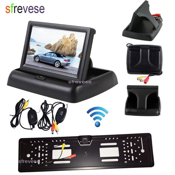 4.3" car lcd foldable monitor rear view kit + wireless eu car license plate frame reversing backup parking 4 led camera
4.3" car lcd foldable monitor rear view kit + wireless eu car license plate frame reversing backup parking 4 led camera