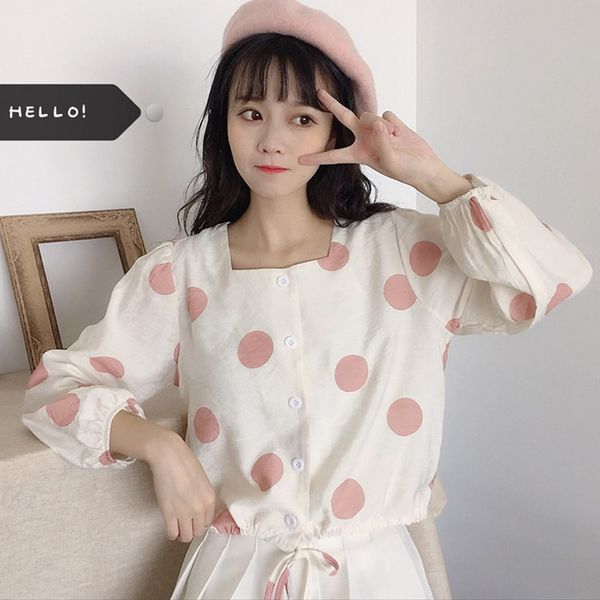 square collar shirt women polka dot blouses fashion casual long sleeve sweet blouses, White
square collar shirt women polka dot blouses fashion casual long sleeve sweet blouses, White