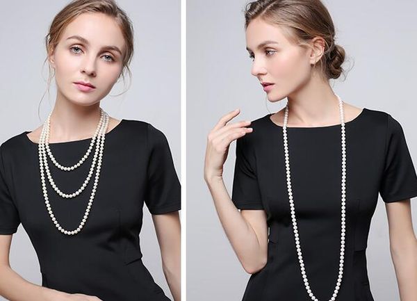 natural seawater south sea australia 7-8mm nearly round white pearl sweater chain long multi-layer long necklace 50inches, Black
natural seawater south sea australia 7-8mm nearly round white pearl sweater chain long multi-layer long necklace 50inches, Black