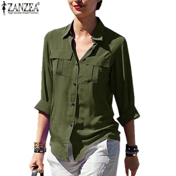 2019 summer women chiffon and blouses casual loose solid long sleeve lapel pockets formal lady shirts blusas femininas, White
2019 summer women chiffon and blouses casual loose solid long sleeve lapel pockets formal lady shirts blusas femininas, White
