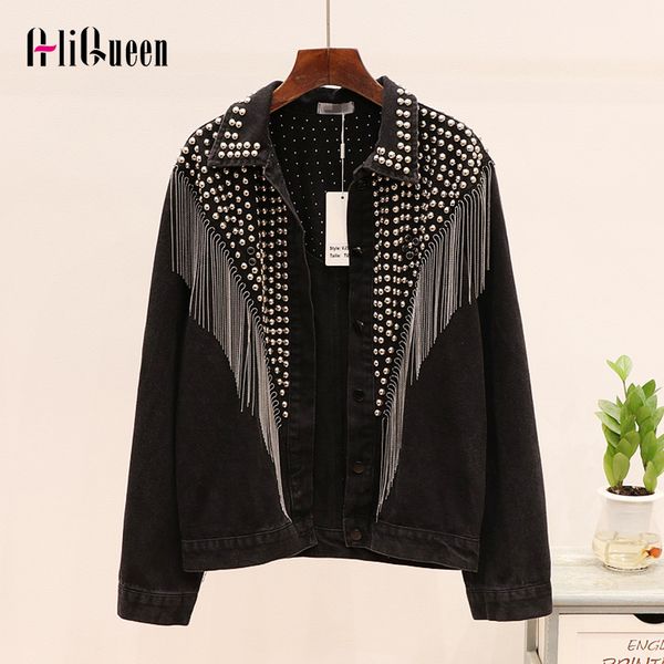 chaquetas mujer 2019 autumn streetwear denim jacket women hand-studded rivet tassel chain short jeans jacket loose black coats, Black;brown
chaquetas mujer 2019 autumn streetwear denim jacket women hand-studded rivet tassel chain short jeans jacket loose black coats, Black;brown