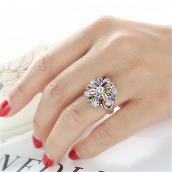 multicolor cubic zirconia ring size 6 7 8 9 10 retro silver flower party engagement rings for women fashion jewelry gifts, Slivery;golden 
multicolor cubic zirconia ring size 6 7 8 9 10 retro silver flower party engagement rings for women fashion jewelry gifts, Slivery;golden