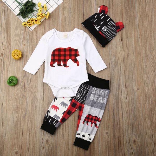 3pcs newborn baby boy girl cotton clothes bear romper pants hat outfits xmas, Pink;blue
3pcs newborn baby boy girl cotton clothes bear romper pants hat outfits xmas, Pink;blue