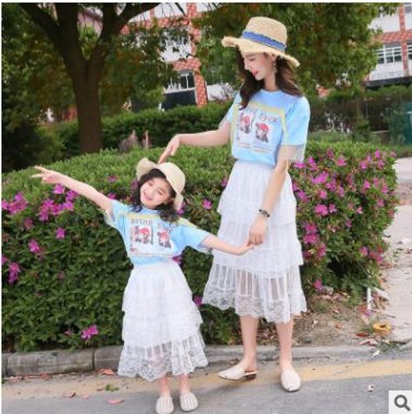 girls summer cotton t-shirt set 2019 new children's parent-child wear short-sleeved mother and daughter cake skirt two-piece, Blue
girls summer cotton t-shirt set 2019 new children's parent-child wear short-sleeved mother and daughter cake skirt two-piece, Blue
